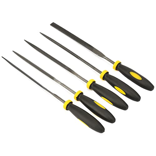 Phefop Dauerhafte Mini -Metalldatei Sortierte Kit mit Feinen Zähnen für Polierarbeiten, Weicher Gummihandle, Geeignet für Feine Formung, Verarbeitung und Polierarbeit, die Geeignet Ist (3 * 140mm)