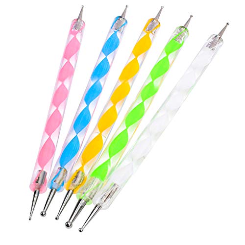 TRIXES 5 x 2-Wege-Nailart-Pen für Punkte und zum Marmorieren