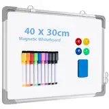 ARCOBIS Magnetisch Whiteboard Klein, Mini A3 Whiteboard 40x30cm Magnettafel Wand HäNgende Doppelseitige Tafel füR Planung, To Do Liste, Zeichnen, Schule, Zuhause, BüRo (Silber)