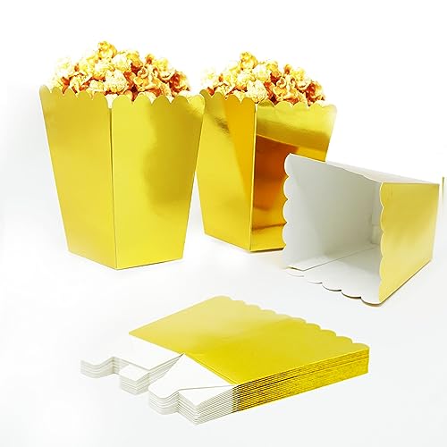 30 Stück goldene Popcorn-Boxen, kleine Retro-Popcorn-Karton, süße Behälter für Filmnacht, Kino, Filmnacht, Geburtstag, Übernachtungsparty, Leckereien