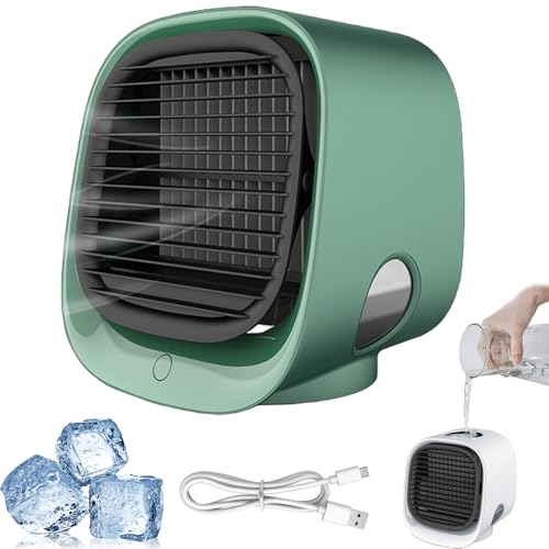 Aira Breeze LuftküHler, Tischventilator Mit WasserküHlung, Air Breeze Klimaanlage, Aira Breeze Klimaanlage, Mini Klimaanlage füR Zimmer, Tragbarer KüHlventilator füR Haus, BüRo, Schlafzimmer (grün)