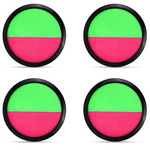 Ayizhiniu 4pcs Klettballspiel, Klett Ballwurfspiel, Outdoor Wurf Fangball Spiel, Wurfspiel Kinder Klett Bringen 2 Ball, Fangspiel Klettball, Anwendbar Strandspiele mit Freunden Freien