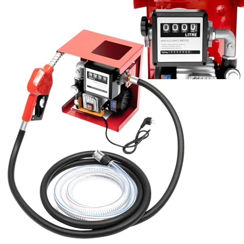 WSIKGHU Dieselpumpe 230V Selbstansaugend 550W Heizölpumpe Ölabsaugpumpe, 60L/Min Professionelle Dieselpumpe Selbstansaugend Ölpumpe mit Automatik Pistole ＆ 4+2m Schlauch, Zählwerk
