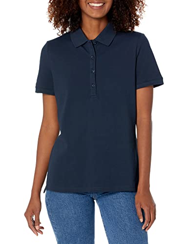 Amazon Essentials Damen Kurzärmeliges Poloshirt (Erhältlich In Übergröße), Marineblau, L