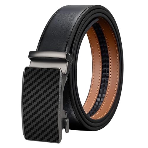 AivaToba Gürtel Herren, Ledergürtel Herren Schwarz mit Automatik Gürtel-Schließe für Business-Anzüge, Ratschengürtel Leder (Breit 35mm), Ratsche Ledergürtel Automatikschließe