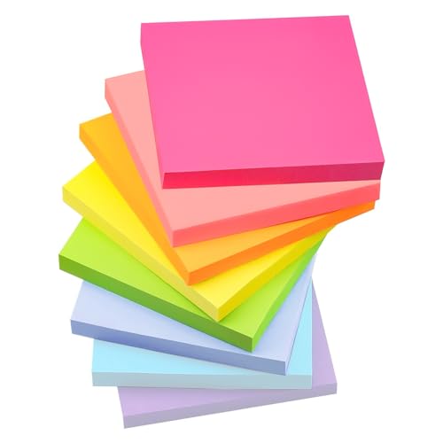 Annvchi Haftnotizen,76 mm x 76 mm,8 Farben,100 Blatt pro Farbe,Sticky Notes,Klebezettel,Einfach zu Schreiben und Aufzukleben,Wiederverwendbar,Geeignet für Zuhause, Schule und Büro