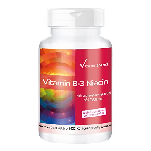 Vitamin B3 Niacin 100mg - 180 Tabletten - ! FÜR 6 MONATE ! - vegan | Vitamintrend®