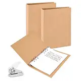 Ringbuch A5 Nachfüllbar Kraftpapier, 2 Stück Set mit Punch, Ringbuch Ordner A5 mit 6 Ringe zum Hinzufügen Broschüren-Cover Papiere Lose Blätter für Schule & Büro