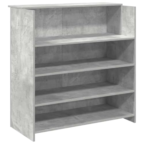 vidaXL Empfangstheke Betongrau 100x50x103,5 cm Holzwerkstoff, Empfangstresen, Salon Empfangstheke, Kassentheke, Empfangstisch, Büro Empfangstheke