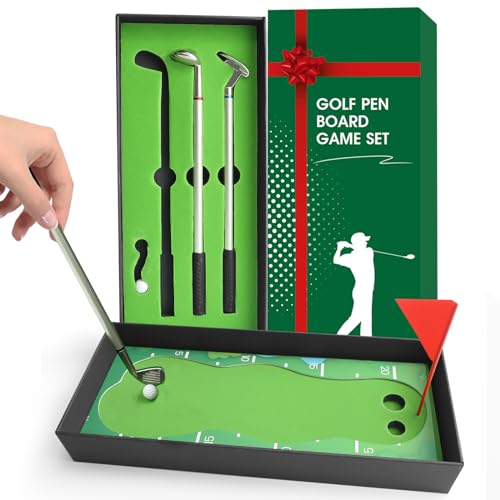 FINGER TEN Golf Geschenke für Männer, Mini Golfschläger Kugelschreiber Set mit Geschenkbox,Golf Geschenk für Golfer Fans zu Hause Büro