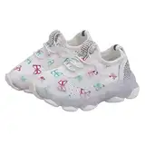 Sportschuhe Mädchen Kinderschuhe Sneaker Kinderturnschuhe Schmetterlingsdruck -Lichtschuhe Papaschuhe Schnürung atmungsaktive weiche Sohlen Outdoor-Sport & Freizeit für Kinder (White, 23.5 Infant)