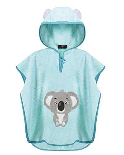 LAYNENBURG Premium Badeponcho Kinder mit Kapuze - 100% Baumwolle - OEKO TEX - Baby Jungen Mädchen Handtuch Poncho Frottee - 1-3 Jahre/Koala