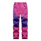 Daysskk Arbeitshose Kinder Mädchen Softshellhose Winter Wanderhose Mädchen Schnelltrocknend Trekkinghose Gefütterte Warm Wanderhose Kinder Mädchen Wasserdicht Rosa 116