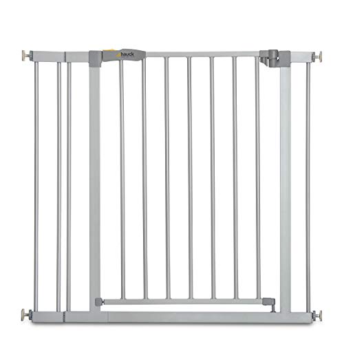 hauck Treppenschutzgitter / Türschutzgitter Stop N Safe 2 mit 9 cm Verlängerung für Breiten 84 - 89 cm, ohne Bohren, 0-24 Monate, Einhändiges Öffnen, Beidseitig Schwenkbar, Metall (Silver)