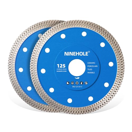 2x 125mm Diamant Fliesenscheibe, Diamantscheibe Trennscheibe für Fliese, Feinsteinzeug, Marmor, Keramik und Naturstein, Extra Dünn Diamant Trennscheibe