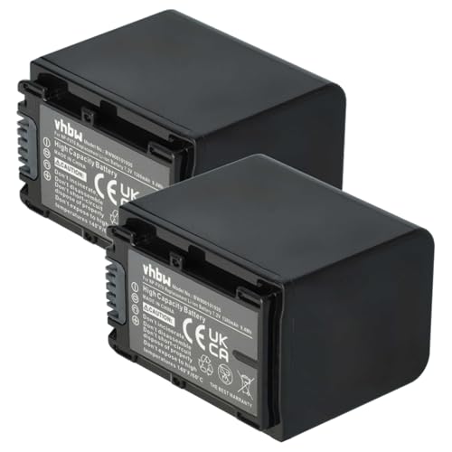 vhbw 2X Akku kompatibel mit Sony FDR-AX33, FDR-AX100E, FDR-AX43, FDR-AX53 Videokamera Camcorder (1300 mAh, 7,2 V, Li-Ion) + Infochip