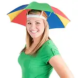 Regenschirmhut, 2 Stück, bunte Partyhüte – 50,8 cm, freihändig, lustig, Regenbogenfarben, bunte Strand-Partyhut, verstellbare Größe, passend für alle Altersgruppen, Kinder, Männer und Frauen