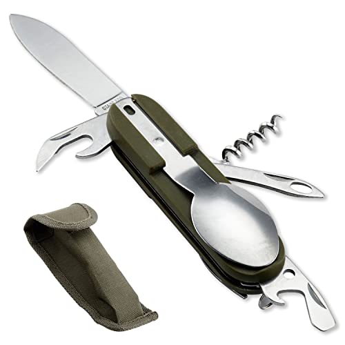 Glosoni Camping Besteck Set Abnehmbare Edelstahl Faltbar Tragbar Camping Besteck Camping Utensils Faltgeschirr Abnehmbare Outdoor Reiseutensilien Set mit Aufbewahrungstasche für Reisen