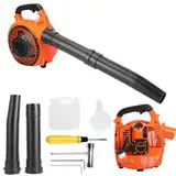 26cc 2-Takt Laubbläser Benzin, Handheld Leichter Benzin-Laubbläser, Mit 7500 U/min / 0,75 kW Leichter, Luftgekühlter Benzin-Laubbläser, Reinigen Von Laub, Schnee & Staub Verwendet (Orange Farbe)