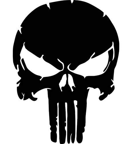 Punisher Wandtattoo Wandaufkleber Schädel Totenkopf Wandsticker Skull (XS 10cm(H) x 7,5cm(B), Schwarz)