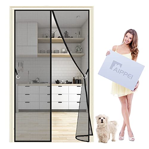 Fliegengitter Balkontür, 160x190 cm Anti Mosquito Insekt Hände frei, mit Heavy Duty Mesh Klebemontage Ohne Bohren, für Küche Wohnzimmer Schlafzimmer, Anthrazit P