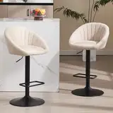 chairus Barhocker 2er Set, Barstuhl Höhenverstellbar aus Handtuch-Stoff Moderne Küchenhocker Drehbar Tresenhocker für Küche/Hausbar,Beige