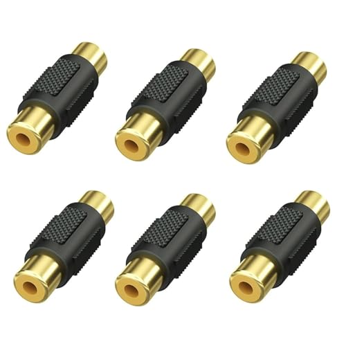 Powice 6 Stück Cinch Kupplung, Cinch RCA Buchse Koppler, Cinch Buchse, Cinch RCA Buchse auf Cinch RCA Buchse Adapterstecker für Lautsprecher, Cinch Kabel, Phono, Verstärker