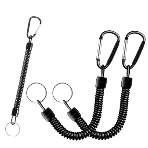 DWFEYOI 3 Stück Spiral Schlüsselanhänger Schlüsselkette Mit Karabiner Elastisch Angeln Lanyards Spiral Schlüsselband Spiralkabel Spiralfedern Schlüsselanhänger für Angeln Bootfahren Camping