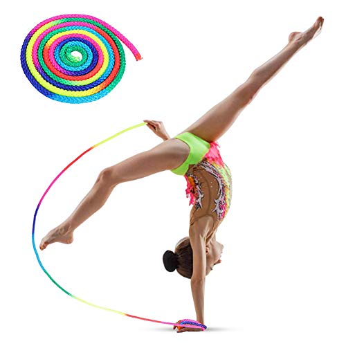 Springseil Rainbow Color Rhythmische Gymnastik Buntes Seil für Den Offiziellen Rhythmic Gymnastics Rope Competition Gymnastikseil Exercise & Fitness Aerobic Kunstseil Sporttraining Springseil