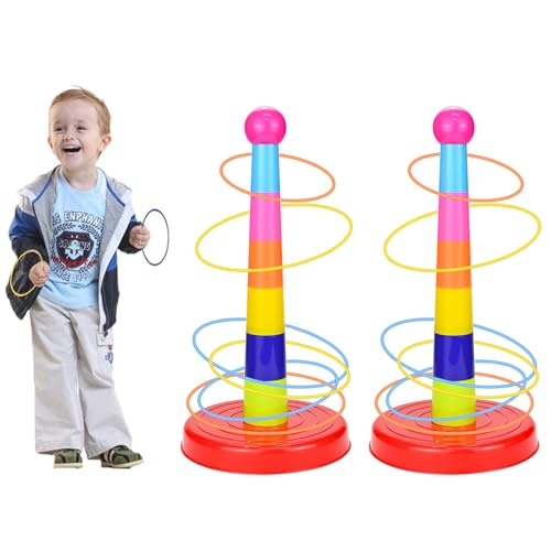 Ringwurfspiel Wurfspiel 2Set mit 30pcs Ringe, Kindergeburtstag Spiele Werfen Wurfspiel, Ring Toss Game Wurf Spiel Outdoor Ringwurfspiel Ring, Garten Party Indoor Outdoorspiele für Kinder Erwachsene