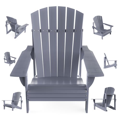 Lux4Kids Gartenstuhl Adirondack Muskoka Hochlehner Massivholz 30 mm 200 KG max EU-Made Grey 50 cm