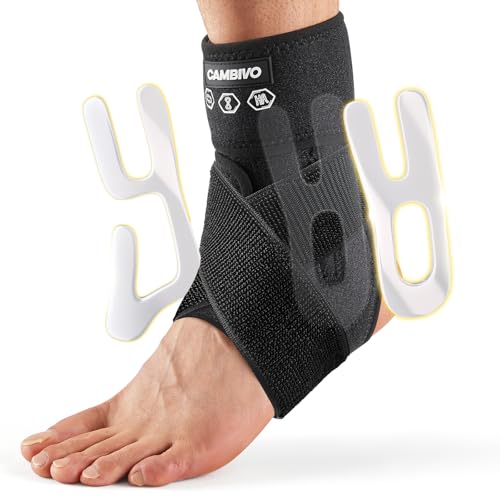 CAMBIVO Sprunggelenkbandage, Knöchelbandage mit Seitenstabilisator, Einstellbar Sprunggelenk Bandage Fußgelenk, Orthese Sprunggelenk für Verstauchungen, Plantarfasziitis, Fußbandage für Sport Alltag