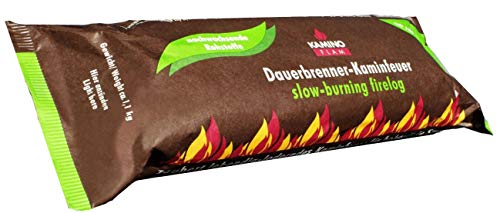 10 Stück KaminoFlam® Dauerbrenner-Kaminfeuer, 100% nachwachsende Rohstoffe, für Kaminofen, Kachelofen, Holzofen