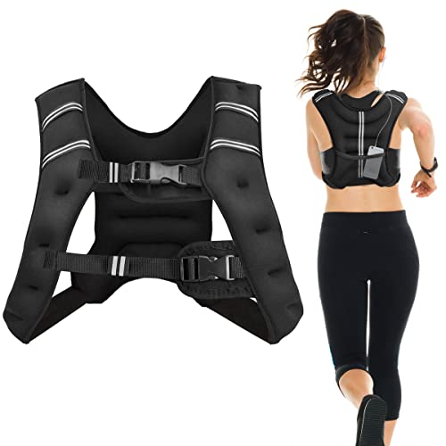 COSTWAY Gewichtsweste, Trainingsweste mit Reflexstreifen und Verstell-Riemen, Fitnessweste für Krafttraining, Laufen, Fitness, Muskelaufbau (15kg)