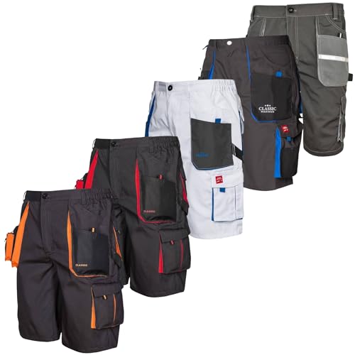 Art.Master Arbeitsshorts Herren Anthrazit/Blau Größe 52 - Bequeme Kurze Berufshose mit Stretch Einsatz und 8 Taschen Cargotasche - Männer Arbeitshose für BAU Logistik Heimwerker Werkstatt Handwerk