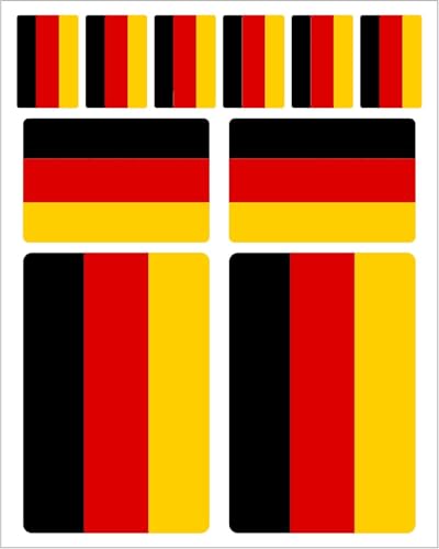 10 Stück Flaggen Aufkleber Deutschland Set Sticker Germany Germania Alemania Almanya Autoaufkleber - Offsetdruck