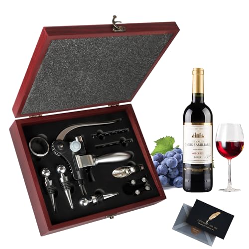 UCAMP Korkenzieher(11pcs),Korkenzieher Wein Set,Luxus Wein Öffner,Sommelier Set,Wein-Öffner,Weinzubehör Geschenkset,Korkenzieher-Set für Weinliebhaber(Geschenkbox Holzbox)