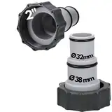 Kalitec Pool Adapter A - Schlauchadapter Pool 38mm und 32mm - Pool Zubehör Schlauchtülle mit Dichtring (2er Set)
