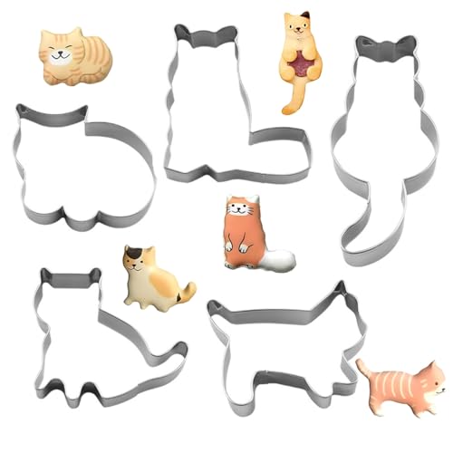 XURJUMI 5 Stück Katzen Ausstecher Ausstechform Halloween Tier Mieze Kätzchen Katze Keks