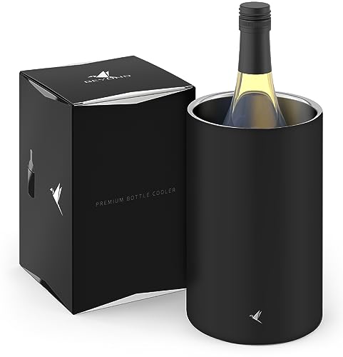 Beyond Flaschenkühler für Wein, Champagner und Sekt Flaschen I Doppelwandiger Edelstahl Sektkühler - Weinkühler, Getränkekühler ideal für Lange Outdoor Weinabende im Garten (Edelstahl schwarz)