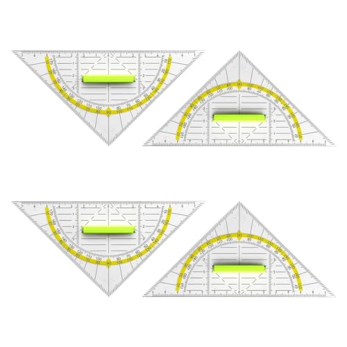 4 Pcs Geodreieck mit Griff - Geodreieck 14cm, Geodreieck Klein, Dreieck Lineal, Geodreieck Grundschule