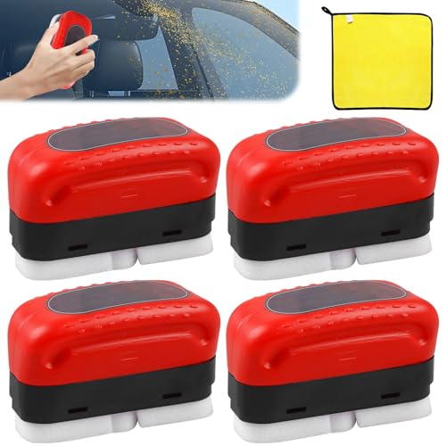 4 Stück Ölfilm Reinigungsbürste, 120 Ml Multifunktionale Ölfilm Entferner mit Trockentuch, Ölfilmentferner für Autoglas für Autospiegel, Windschutzscheiben, Autoinnenräume