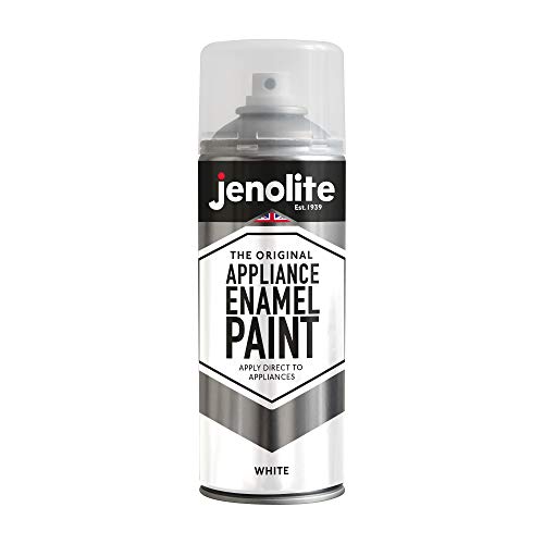 JENOLITE Haushaltsgeräte Emaillefarbe | weiß | 400 ml (zum Reparieren und Restaurieren von Kühlschränken, Gefrierschränken, Waschmaschinen etc.)