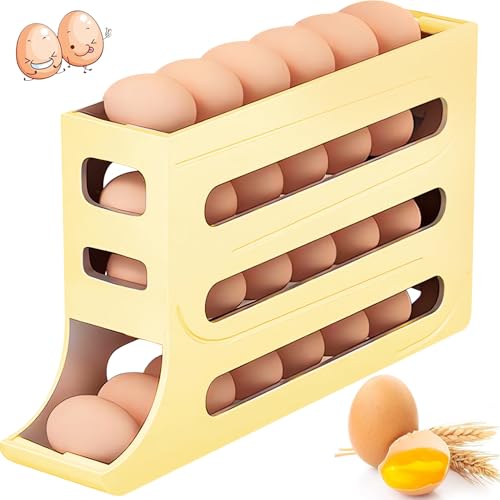 Eierhalter Für 30 Eier,Eierhalter Für Kühlschrank,Eierbehälter Für Kühlschrank,Platzsparender Eierspendert,Rollende Eier Aufbewahrung,4-Tier Automatischer Eierhalte,Für Egg Storage.