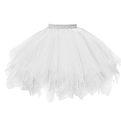 Tüllrock Weiß Weisser Tüllrock Damen, Tüllrock Damen Tütü Rock 50Er Ballett Unterrock Elastische Hohe Taille Ballettrock Petticoat Tanzkleid Karneval Kostüm Für 50Er Rockabilly Petticoat Faschingskost