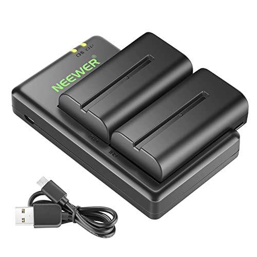 NEEWER NP F550 Akku Ladegerät Set, kompatibel mit Sony NP F970 F750 F770 F960 F550 F530 F330 F570 CCD SC55 TR516 TR716 TR818 TR910 TR917 NEEWER LED Licht/Monitor/Kamera Slider (2er Packung, Schwarz)
