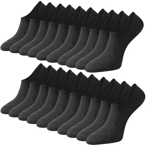 Niofind Sneaker Socken Damen Füßlinge Herren 10 Paar Füsslinge Unisex Atmungsaktiv Unsichtbare Kurze No Show Socken Baumwolle Rutschfeste Footies Silikonpad Verhindert Verrutschen 39-42 (Schwarz)