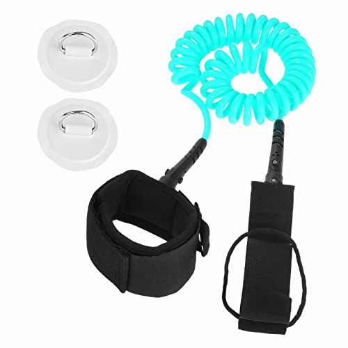 KEESIN Surf Leash,10ft 7mm Surfboard Leash Surfing Coiled Leash mit 2PCS Edelstahl D-Ring Patches für Surfboard Paddle Board Kayak Longboard (Grün)