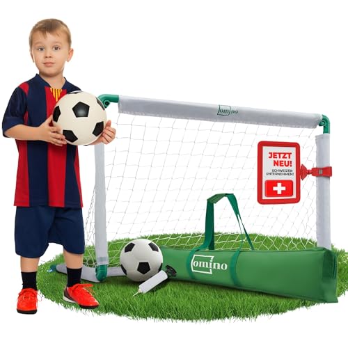 Kinder Fussballtor für Garten - Indoor und Outdoor Fußballtor Set für Kinder mit klappbarem Tor, Fussball, Heringen und praktischer Tragetasche