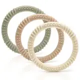 CAJA Beißring Baby Soft 3 Stück - Beißspielzeug Zahnungshilfe aus Silikon, BPA-frei, Zahnen & Greifring für Babys - Sicheres Baby Spielzeug (Set A)
